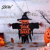 Wooden Trick or Treat Plaque Halloween Hanging Door Sign, Scarecrow Pumpkin Wizard Ornament, Sign Plaque, Rustic Party Wall Hanger, Spooky Gift Wood