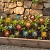 15Pcs Wooden Plant Labels, Vintage Waterproof Garden Markers for Vegetables Herbs, Solid Wood Stakes with Pointed Tip & English Names, Outdoor/Indoor