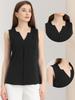 Allegra K Sleeveless Chiffon Tank Size L Women's V-Neck Top, Black,