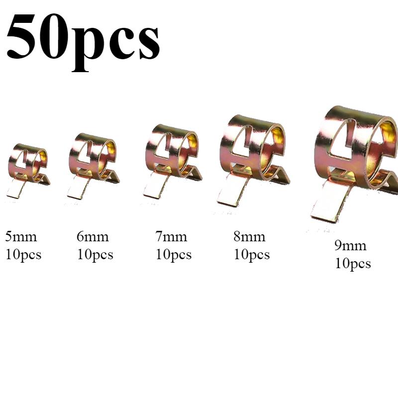

50 шт. Крепеж 5 мм 6 мм 7 мм 8 мм 9 мм Пружинный зажим Шланг топливопровода водопровода Патрубок Воздуховод Хомуты Крепеж для топливных и водяных трубок