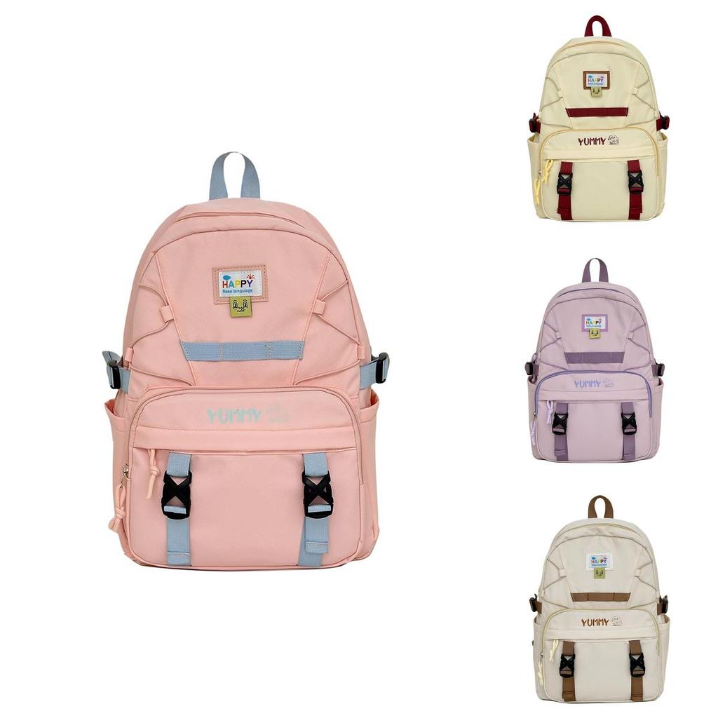Large Capacity Yummy Letter Print Nylon Backpack For Girls And Boys With Breathable Design For School And College Use