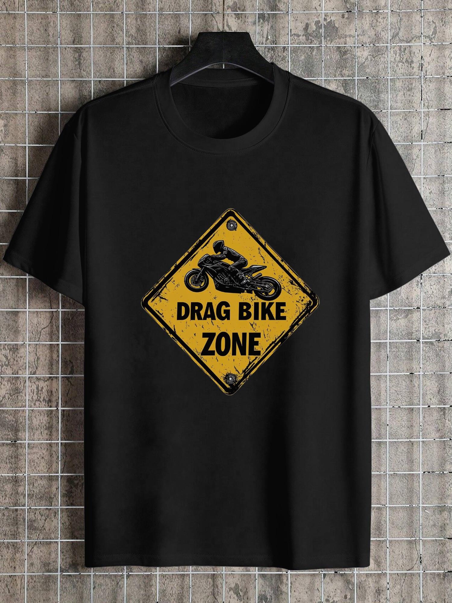 

1pc Drag Bike Zone Graphic Black and Yellow T-shirt L