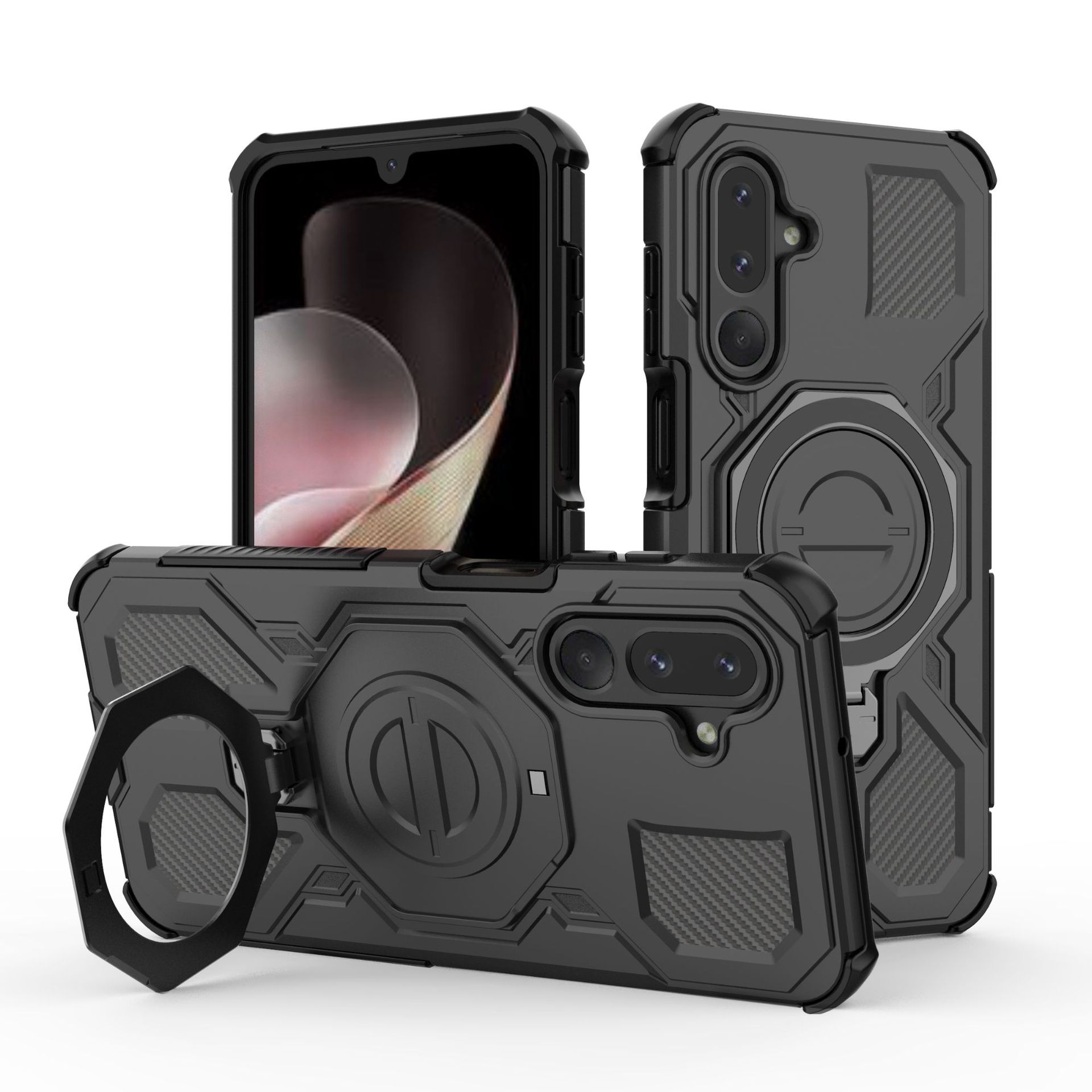 

Магнитный чехол для телефона Samsung Galaxy A07 A17 A56, Военная защита от падений Чехол-накладка для телефона MagSafe для Samsung A36 A55 A06 M56 M36 Samsung A16 чёрный