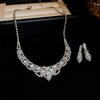 3Pcs U-Shaped Water Drop Pendant Necklace Rhinestone Crystal Bride Jewelry Set  Banquet