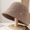 Hat Women's Autumn and Winter Knitted Cashmere Blended Bucket Hat Versatile Basin Hat Warm and Cold-proof Small Bucket Hat