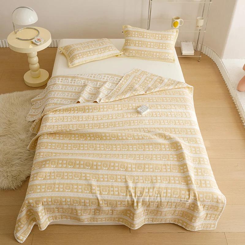 Pure Cotton Three-layer Yarn Fabric Children Summer Blanket Soft Skin Friendly Child Quilt Air Conditioner Comforter Adult Kid