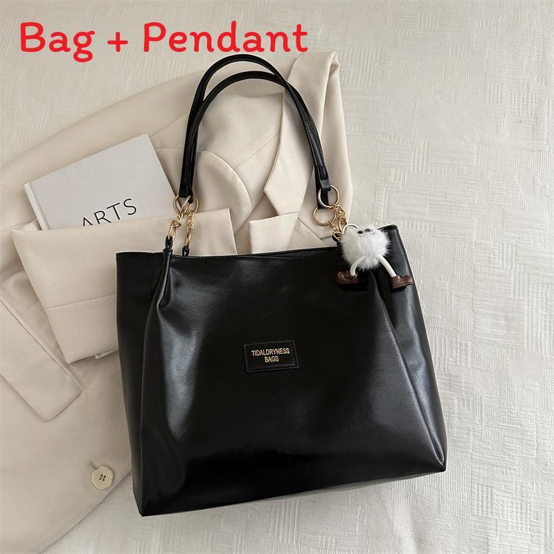 

Minimalist Womens Tote Bag In Pu Material With Top Handle For Daily Use BlackwithCharm