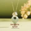 Teqia Women's S925 Sterling Silver Ginkgo Leaf Necklace with Hetian Jade Pendant