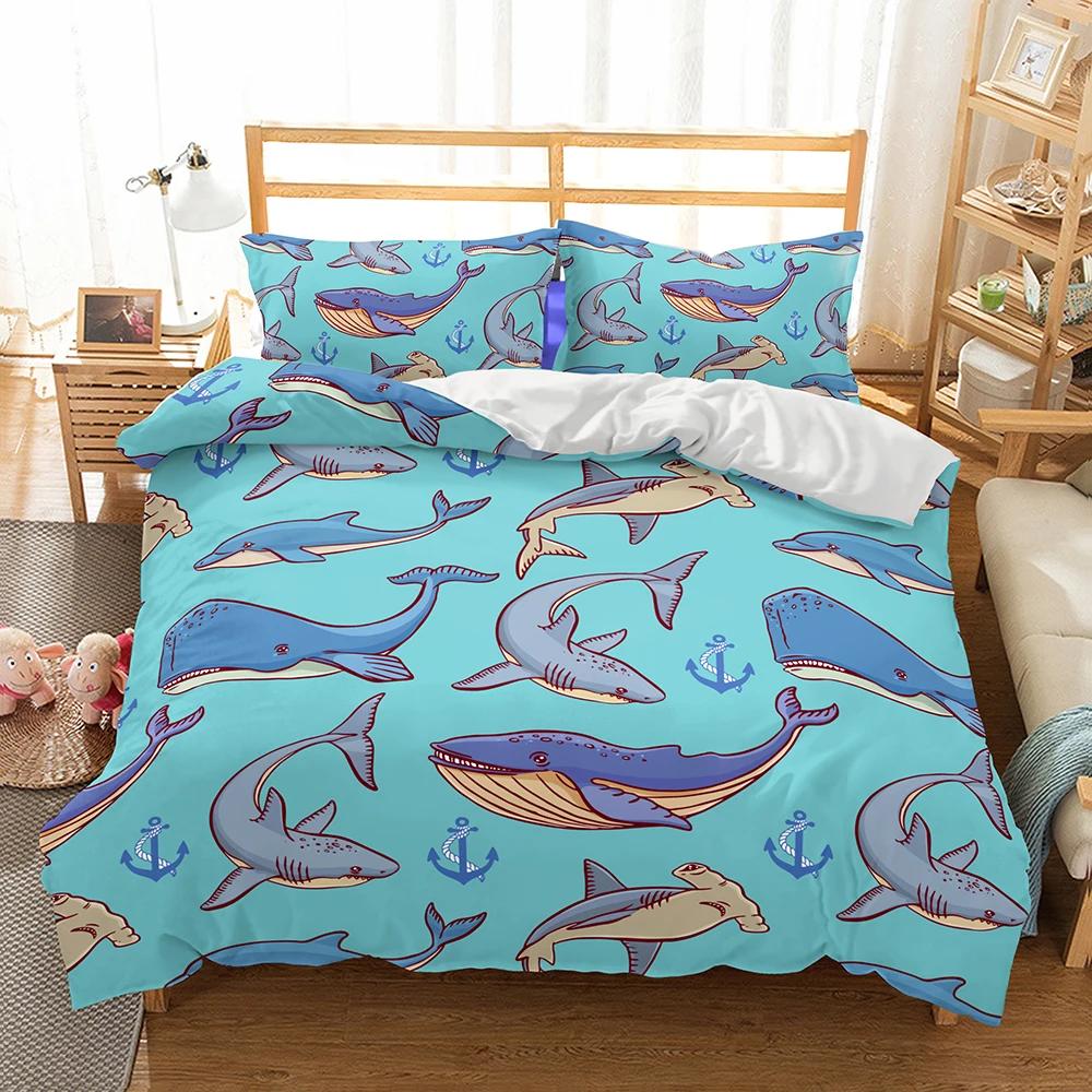 

Bedclothes Free Shipping Bedding Set Shark 3D Bed Cover Set And Pillowcases Dekbedovertrek King Size Twin Bedding Set EU single(135x200cm)