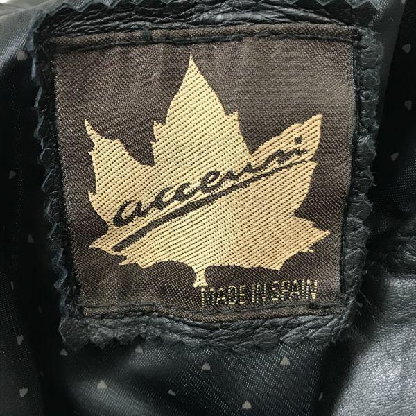 Accewi/Genuine Leather Single Rider Jacket/46/M/Black/Chin Strap/Fully Lined/Inner Pocket/Big Silhouette(USED)