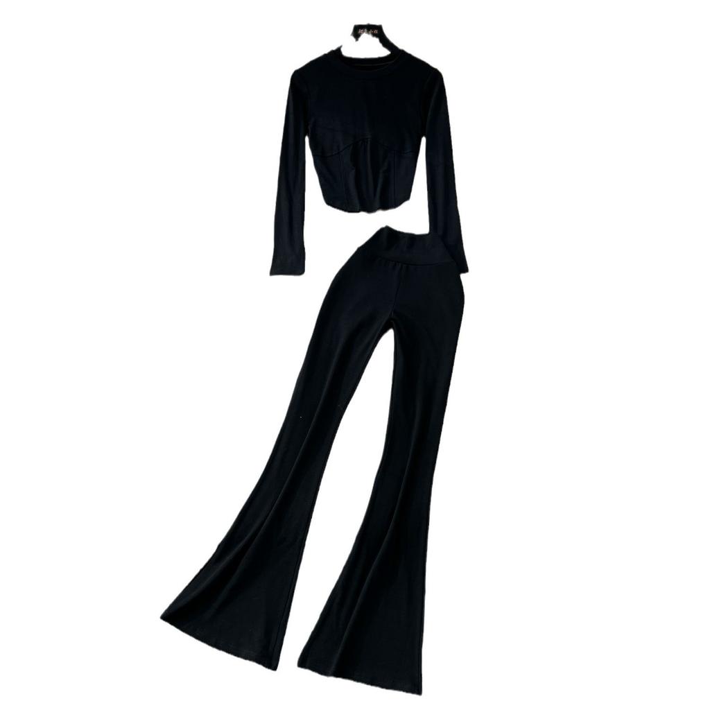 Spice Girls Suit Women's Casual Sportswear Slim Round Neck Long Sleeve T-Shirt High Waist Slim Micro Pants Suit