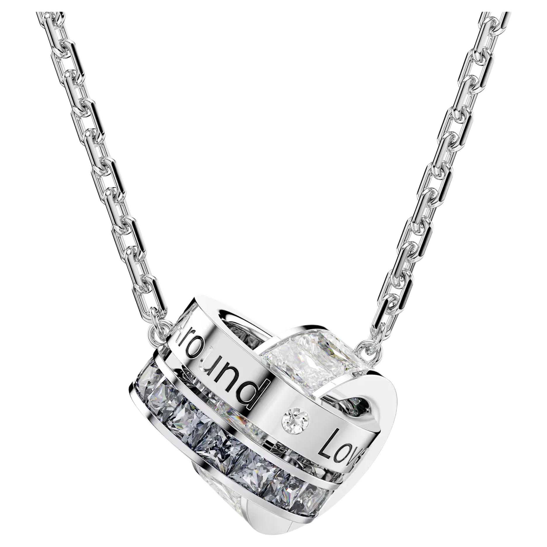 Swarovski Connexus Double Ring Interlocking Letter Logo Pendant Necklace Women necklace Silver 5690040 Box (Random Color)