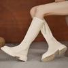 Long Boots Women's Boots High-top Knight Boots Autumn and Winter Round Head Rear Zipper Solid Color Boots