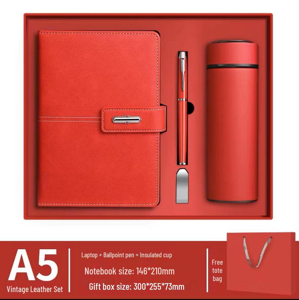 A5 PU Leather Magnetic Buckle Business Notebook Gift Set