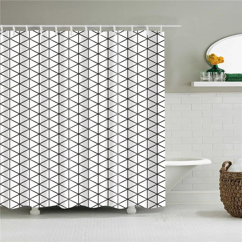 Waterproof Shower Curtains for Bathroom Home Decor Polyester Fabric Shower Curtains Geometric Pattern Multi-size Shower Curtains