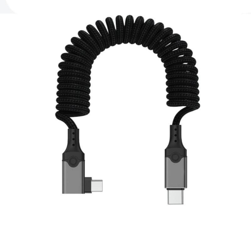 Fast Speed USB5 Type C Spring Cable 240W Power 80Gbps Transfer 16K Video Output for Type C Devices