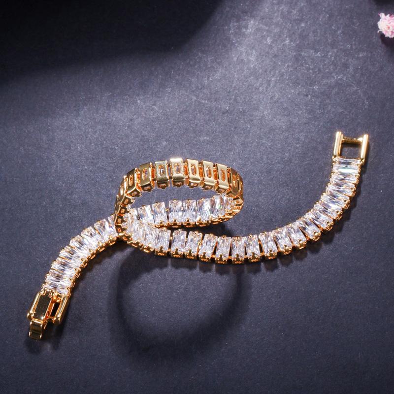WWJ Yellow Golden Color Jewellery Cubic Zirconia Tennnis Bracelets