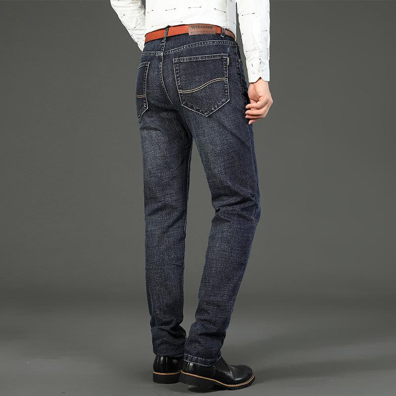 Four Season Wearable New Men'S Retro Elastic Denim Business Loose Straight Leg Pants Fashion Trend Elastic Pants