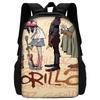 Child School Virtual Character Gorillazs-Backpack with Lunch Bags ,Pencil Bags ,School Bags for Boys Girls Best Gift