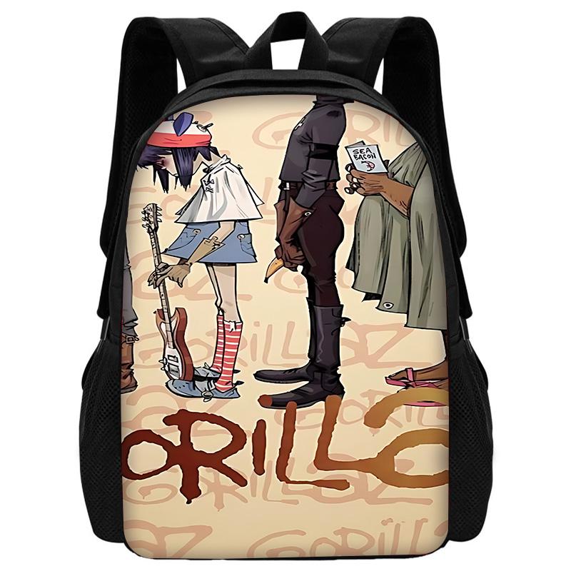Child School Virtual Character Gorillazs-Backpack with Lunch Bags ,Pencil Bags ,School Bags for Boys Girls Best Gift