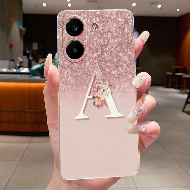 Couple Phone Case For Xiaomi Redmi Turbo 5 /Xiaomi Poco X8 Pro 5G Lucky Letter Flower Pattern Clear TPU Anti-scratch Soft Casing