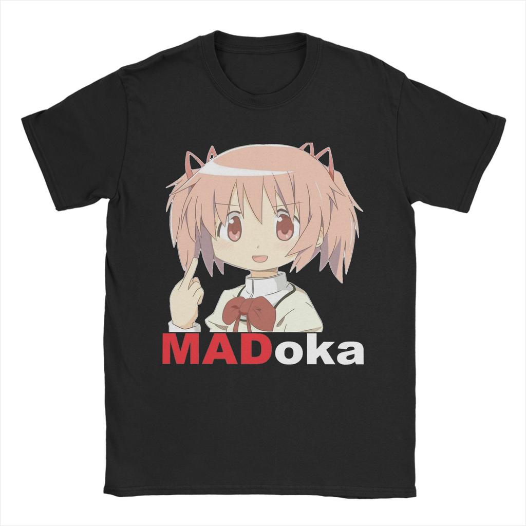 Puella Magi Madoka Magica Qbey Tshirts Men's Cotton Tops Priting Cute Kyubey Anime Round Neck Short Sleeve