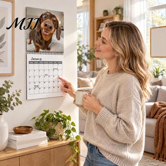 Thick Paper Monthly Journal 2027 Dachshunds Wall Calendar, Sausage Dog Selfies 12 Month Planner, Cute Yearly Appointment Tracker Theme Hanging