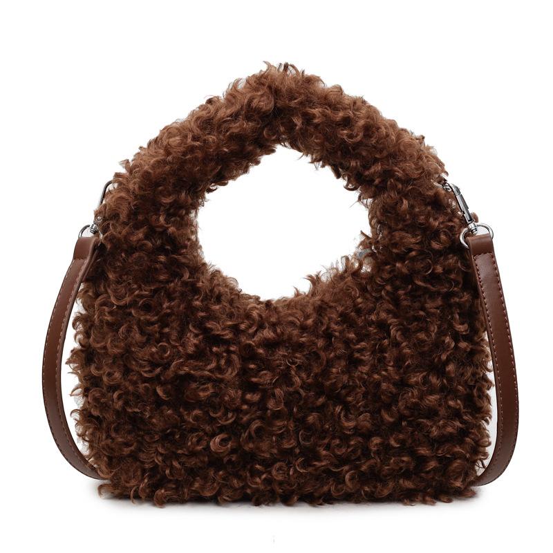 Autumn New Fashi Crossbody Bags Women Luxury Designer Handle Bags Simple Cute Plush Casual Casual Shoulder Bag
