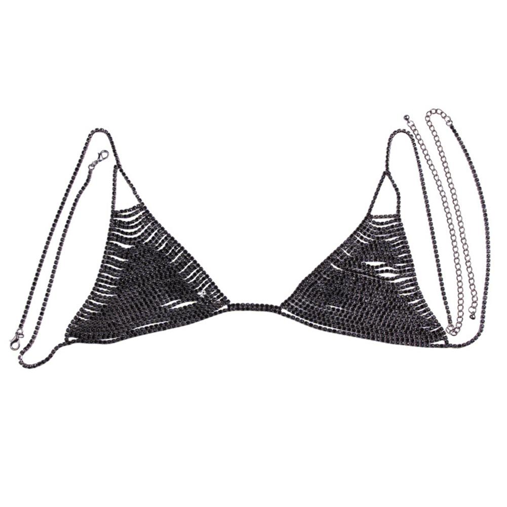 Stylish Bra Shape Rhinestone Body Chest Chain Necklace Summer Beach Ornament Gift