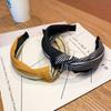 Striped yellow headband for women, versatile for outdoor face washing, simple Korean style headband, wide edge pressed hairpin, retro style