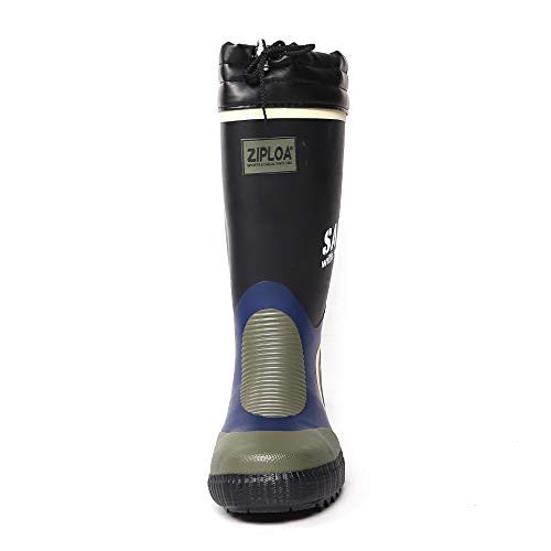 Co-cos nobuoka ZIPLOA Regenstiefel, Sicherheitsstiefel mit Zehenschutzkappe und trockenem Mesh-Futter, Herren, Schwarz, Größen S/M/L, LL (26,5-27,0 cm)