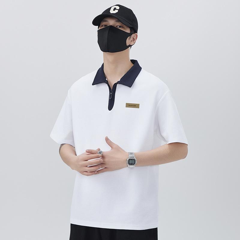 New Summer T-shirt Loose Trendy Semi-zipper Lapel Short-sleeved POLO Shirt T-shirt