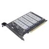 M.2 PCIE 5.0 Adapter Card 4 Port M.2 NVMe SSD To PCIE X16 M Key Hard Drive Converter Reader PC Internal Expansion Card 4x128Gbps