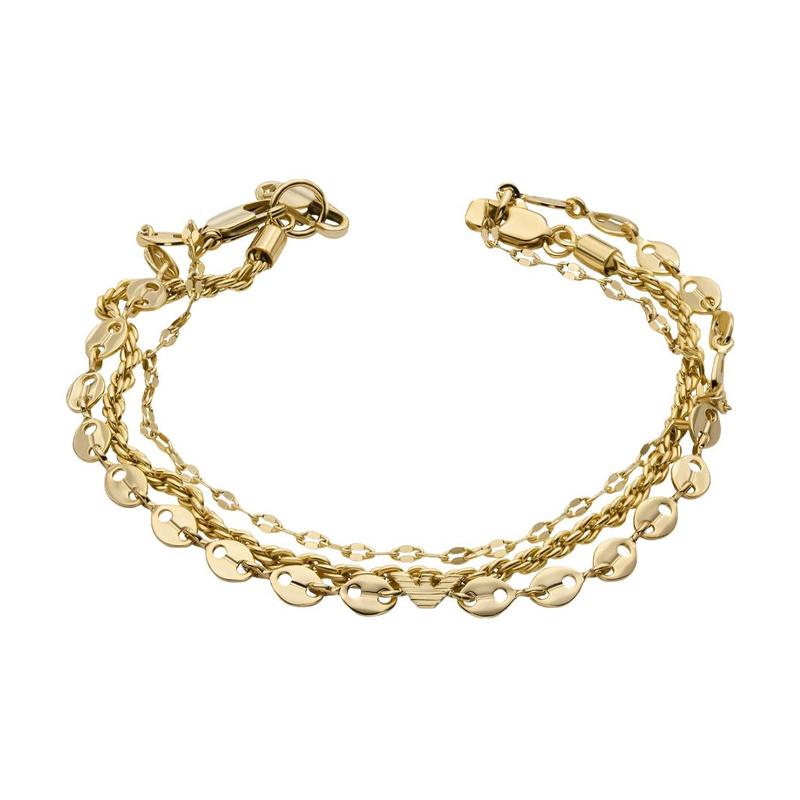 Emporio Armani three-layer chain superimposed design copper alloy bracelet women s gold EGS3112710 золотой