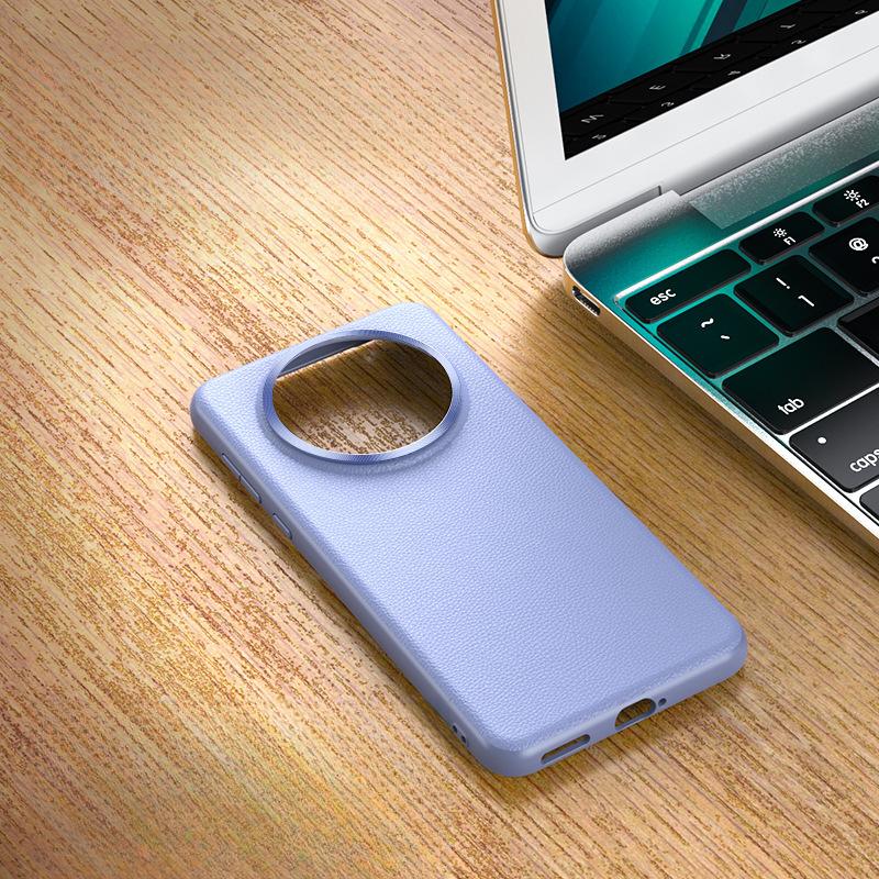 Huawei MATE60pro Plain Leather Phone Case Is Suitable for Mate50PRO Metal Lens Ring Anti-drop Protective Case