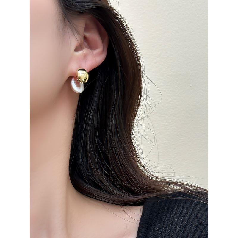 

Sterling Silver Needle Fashion Special-Interest Design Metal Contrast Color Brushed Fancy Earrings Front and Back Earrings Hipster Women Default
