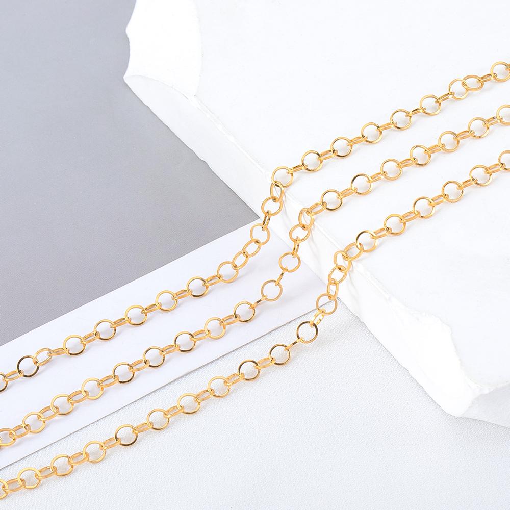 2Meters Multi-Style Stainless Steel Gold Color Link Chain for DIY Women Man Bracelet Necklace Chains Jewelry Making Accessories