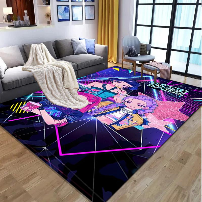KPop Demon Hunters Pattern Rug, Indoor/Outdoor Mat, for Picnic, Gameroom, Bedroom, Office, Living Room, Home Decor Carpet, Birthday Gift