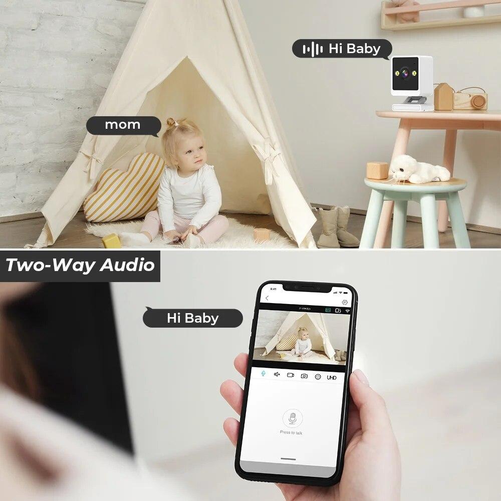 AIOOK TUYA APP HD 4K WIFI Camera Night Vision Indoor Surveillance Camera For Baby Monitor Pet Video Record Two Ways Audio Mini Security Camera