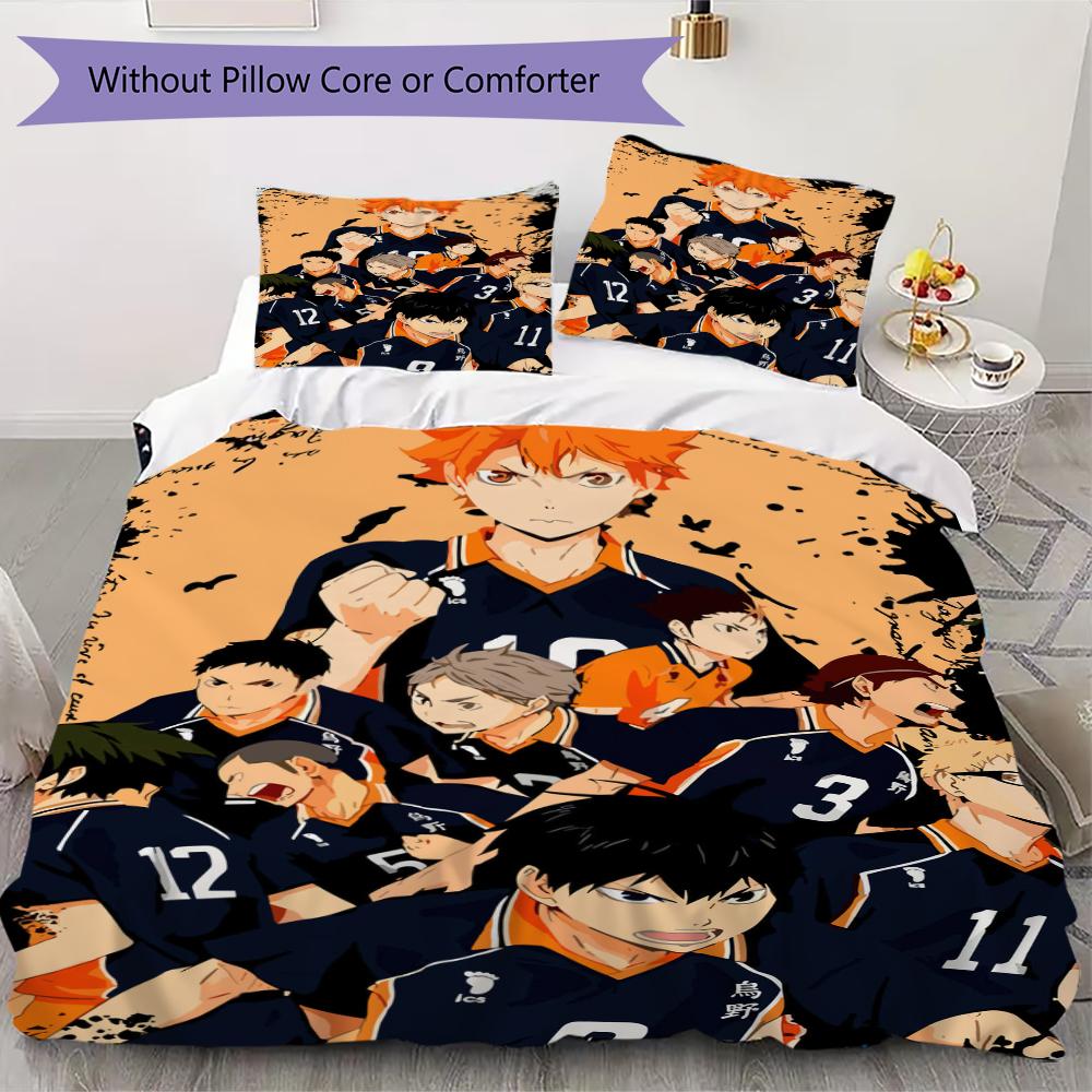 

Haikyu!! Pattern Bedding uilt Set uilt Cover Pillowcase Home Decoration Birthday Gift (1 * duvet cover + 2 * pillowcase without core) 135x200cm