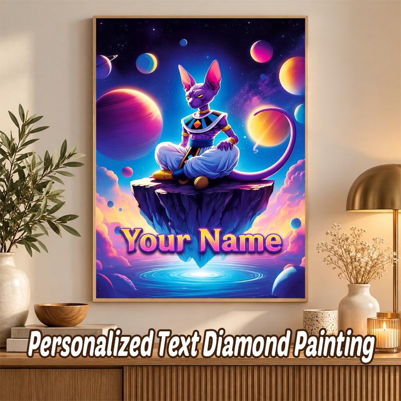 Beerus Custom Name Diamond Painting Personalized 5D Full Drill DIY Diamond Art Home Decor