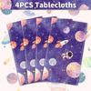 4 Pack Galaxy Tablecloth - Astronaut Rocket Table Cover - Space Planet Decorations - 86 X 51 Inch