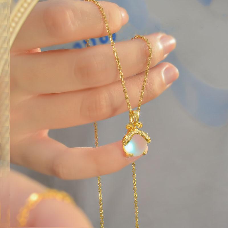 Firefly Pendant  Titanium And Steel Necklace  Elegant Collar Chain For Women