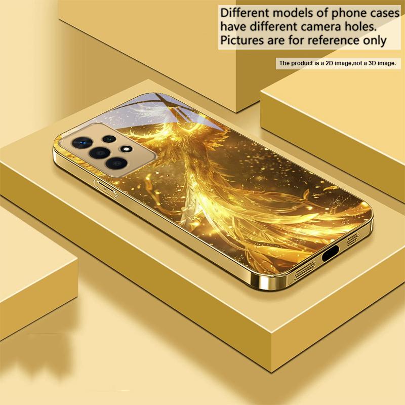 The golden red phoenix For Samsung A 31 32 A33 A34 35 14 A15 13 16 25 26 50 52 53 54 55 56 70 71 72 73 Golden glass phone case