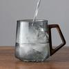 400ml Bottom Mountain View Glass Tea Cup Coffee Mug with Wooden Handle High Temperature Resistance Scented Tea Water Cup