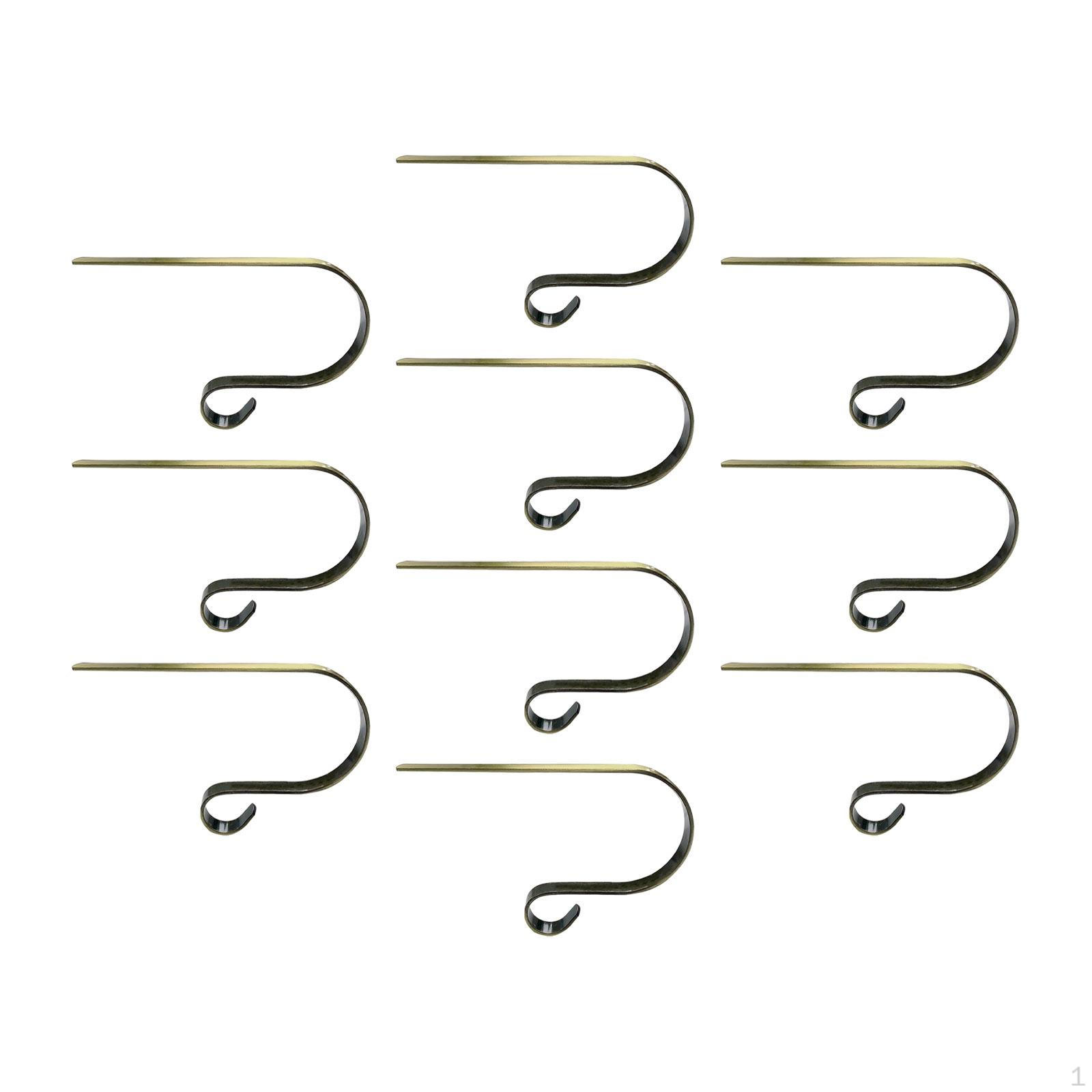 

10 Держателей для Рождественских Носков для Каминной Полки, Металлические Крючки Праздничный Декор Bronze