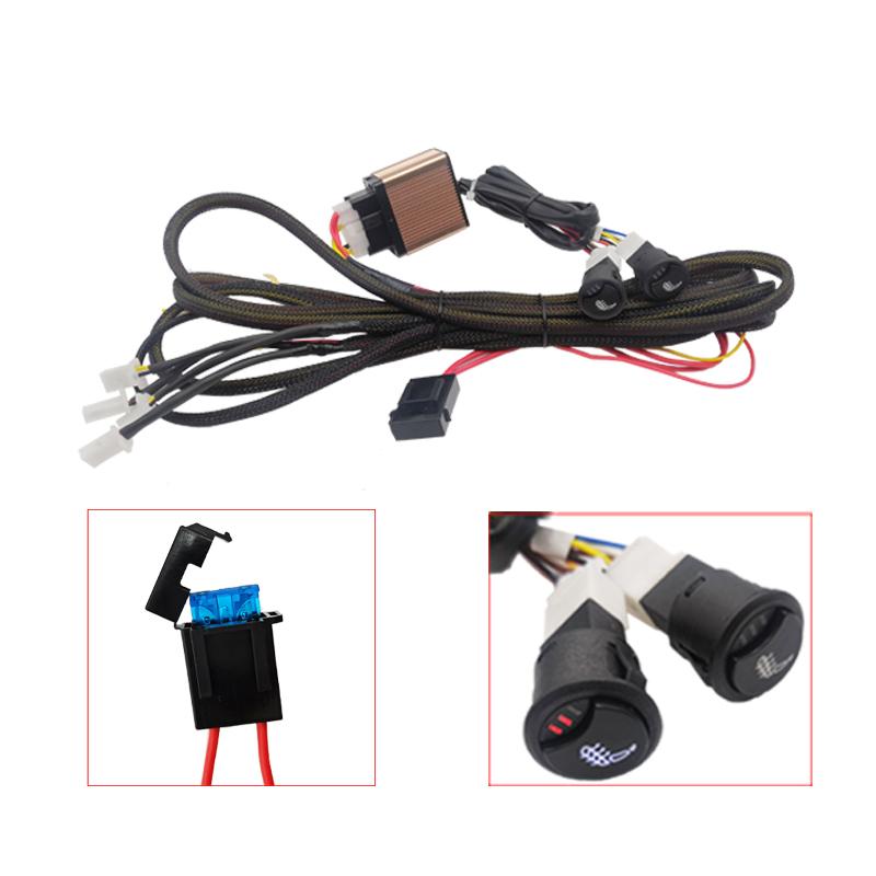 Universal Built-in 12V Car Seat Heater Kit Fit 2 Seats with 4 Heating Pads MAX 108W and 3 Levels Dual Control Switches System