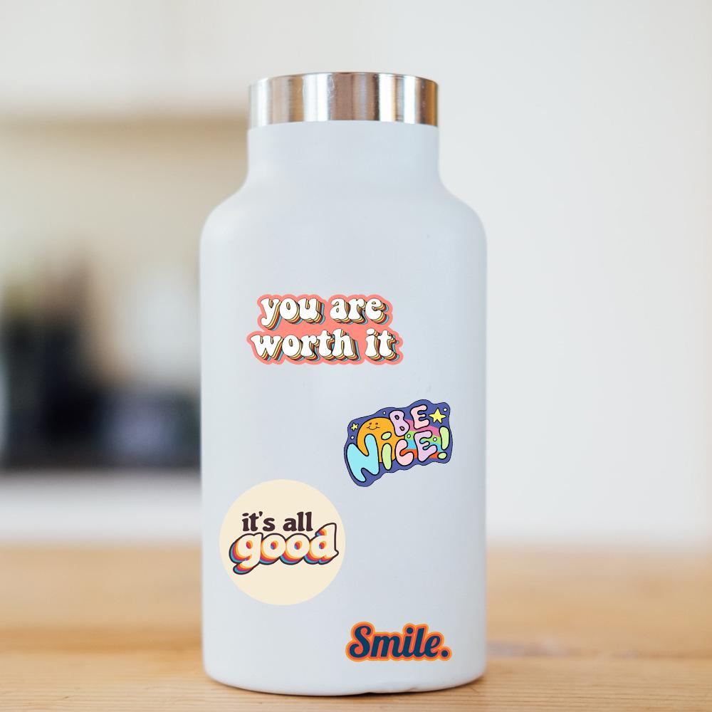 50 Inspirational Ins English Phrases Graffiti Stickers Suitcase Motorcycle Trolley Case Notebook Waterproof Personality