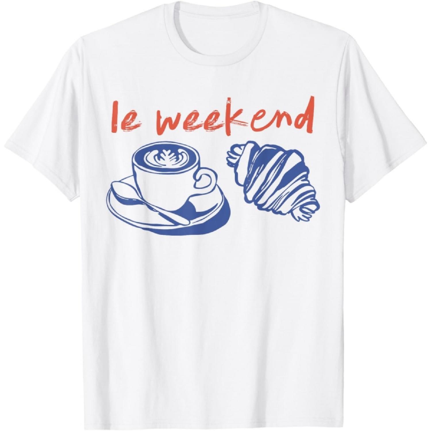 Ретро Винтаж Le Weekend Клуб Любителей Кофе Любители Круассанов Выпечка Футболка S