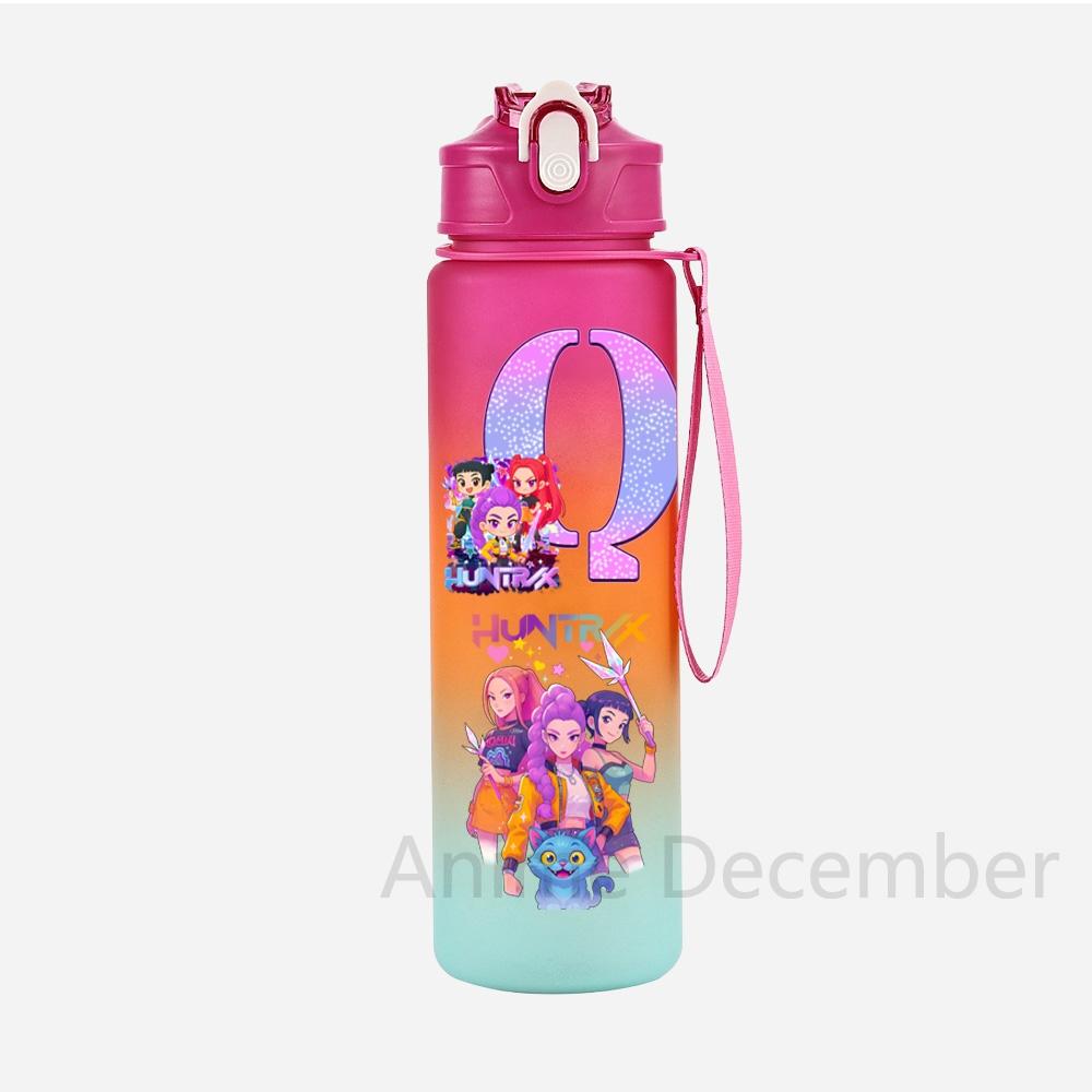 Anime K-Pop Demon Hunters A-Z English Letter Printed Character Water Cup Demon Hunters Large Capacity Outdoor Portable Drinking Bottle for Boy Girl